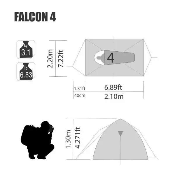 Barraca de Camping NTK Falcon 4 pessoas - Image 6